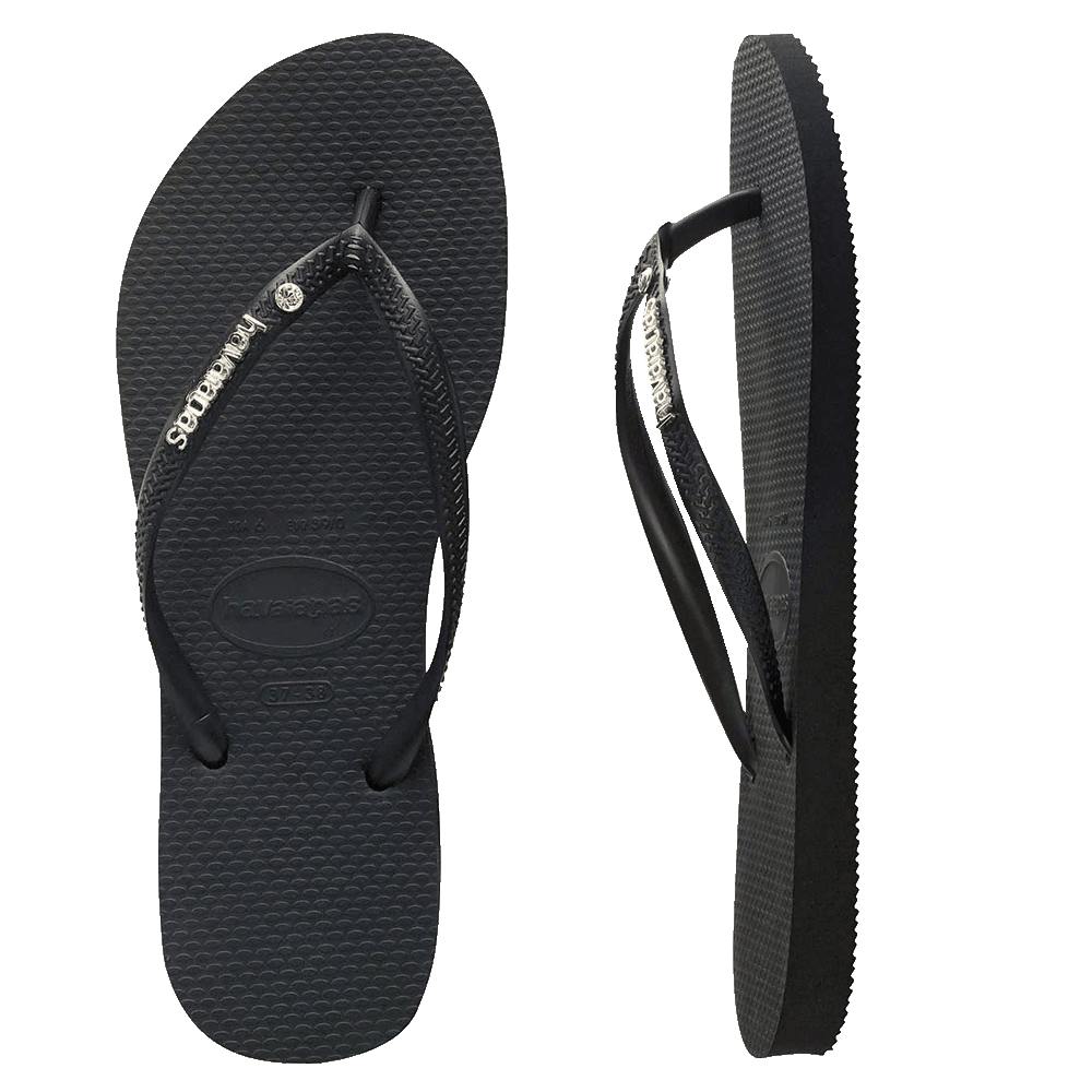 Slim Metal Logo Crystal Thongs