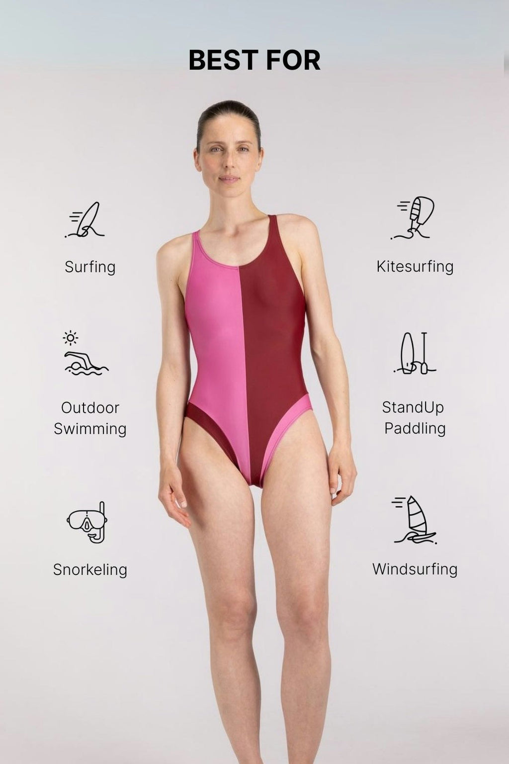 Liberty Racerback Swimsuit High Cut ― Red / Pink