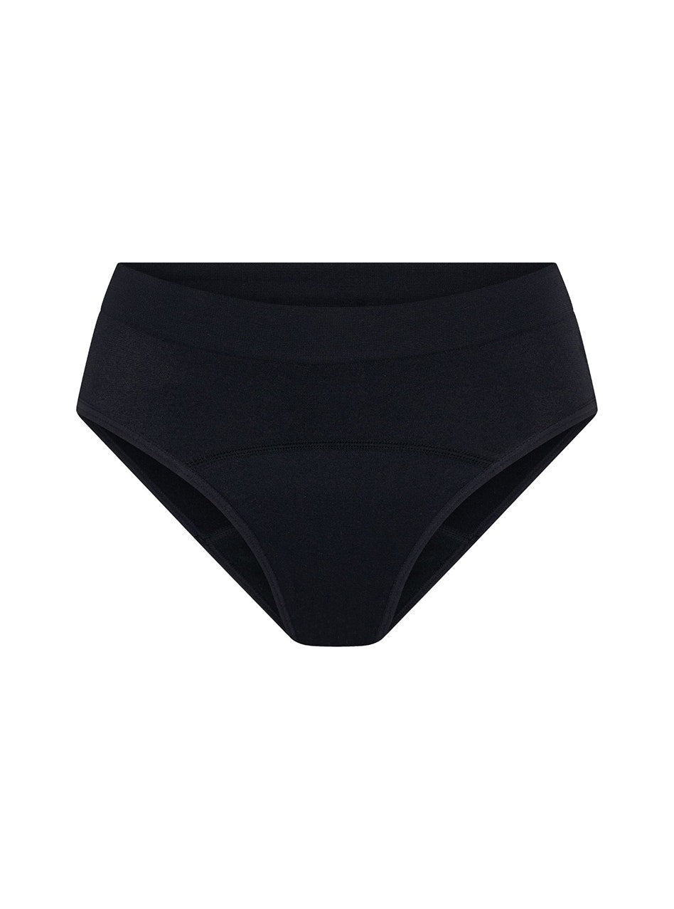 Teen Soft Stretch Seamless Hipster Period Underwear Bikini Moderate Absorbency 3 Pack Black