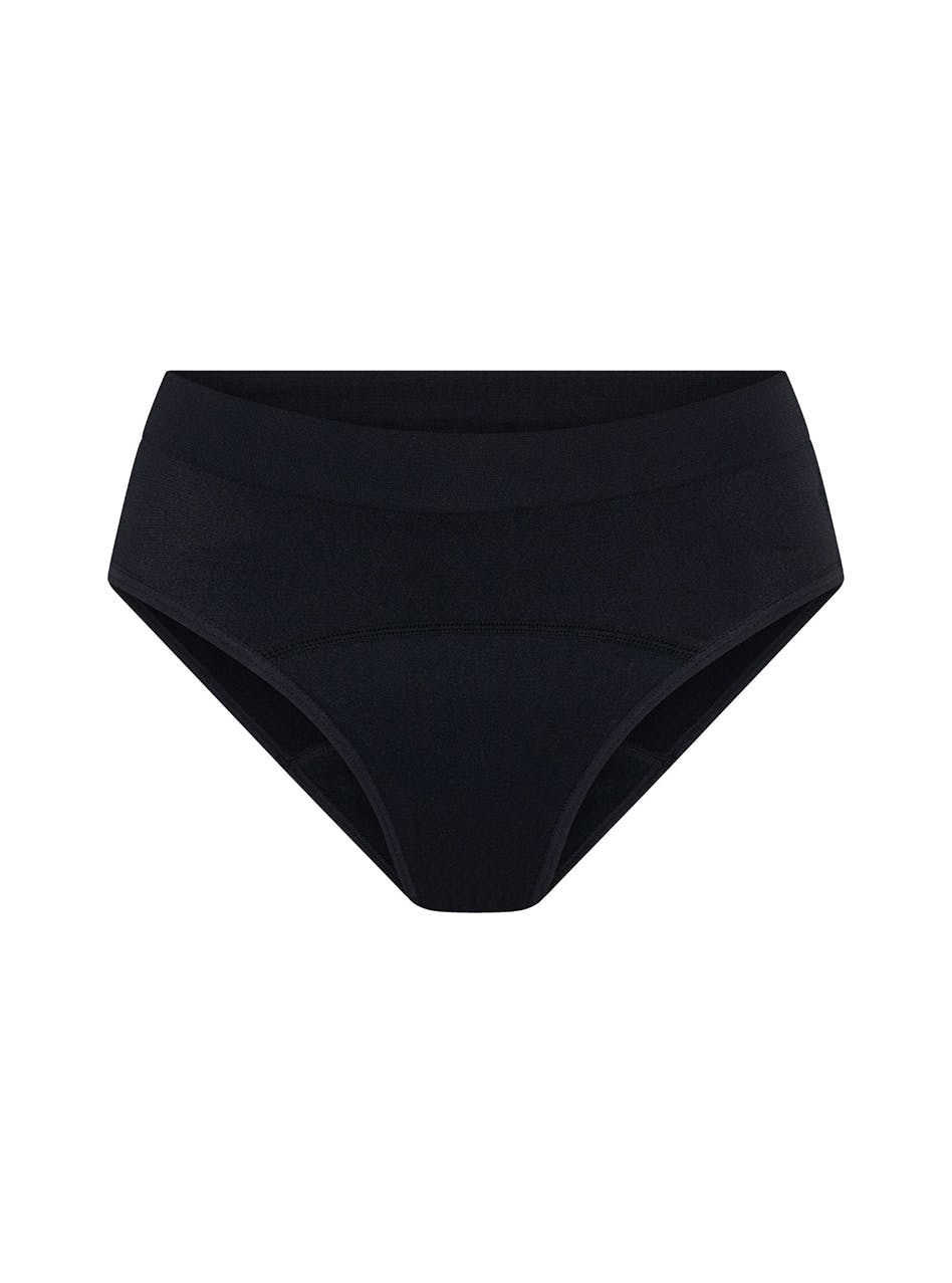 Teen Soft Stretch Seamless Hipster Period Underwear Bikini Moderate Absorbency 3 Pack Black