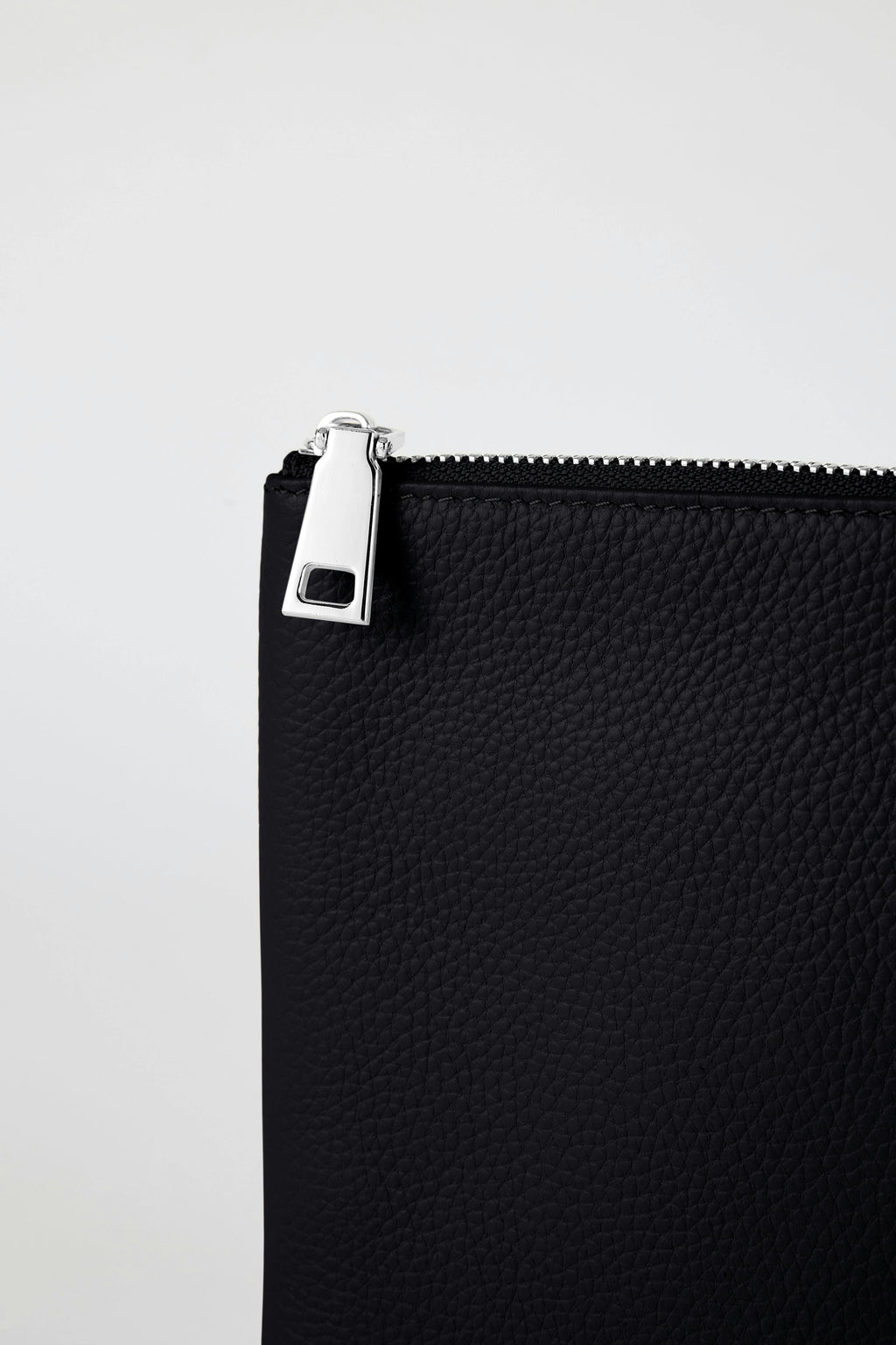 Classic Leather Clutch | Black Silver