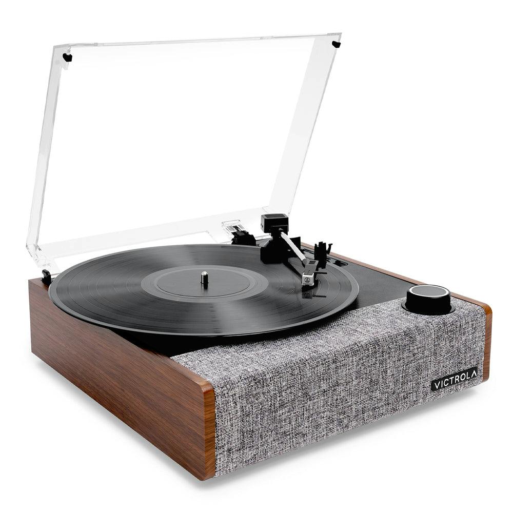 Victrola Eastwood II Turntable - Walnut + Turntable Stand Bundle - Black