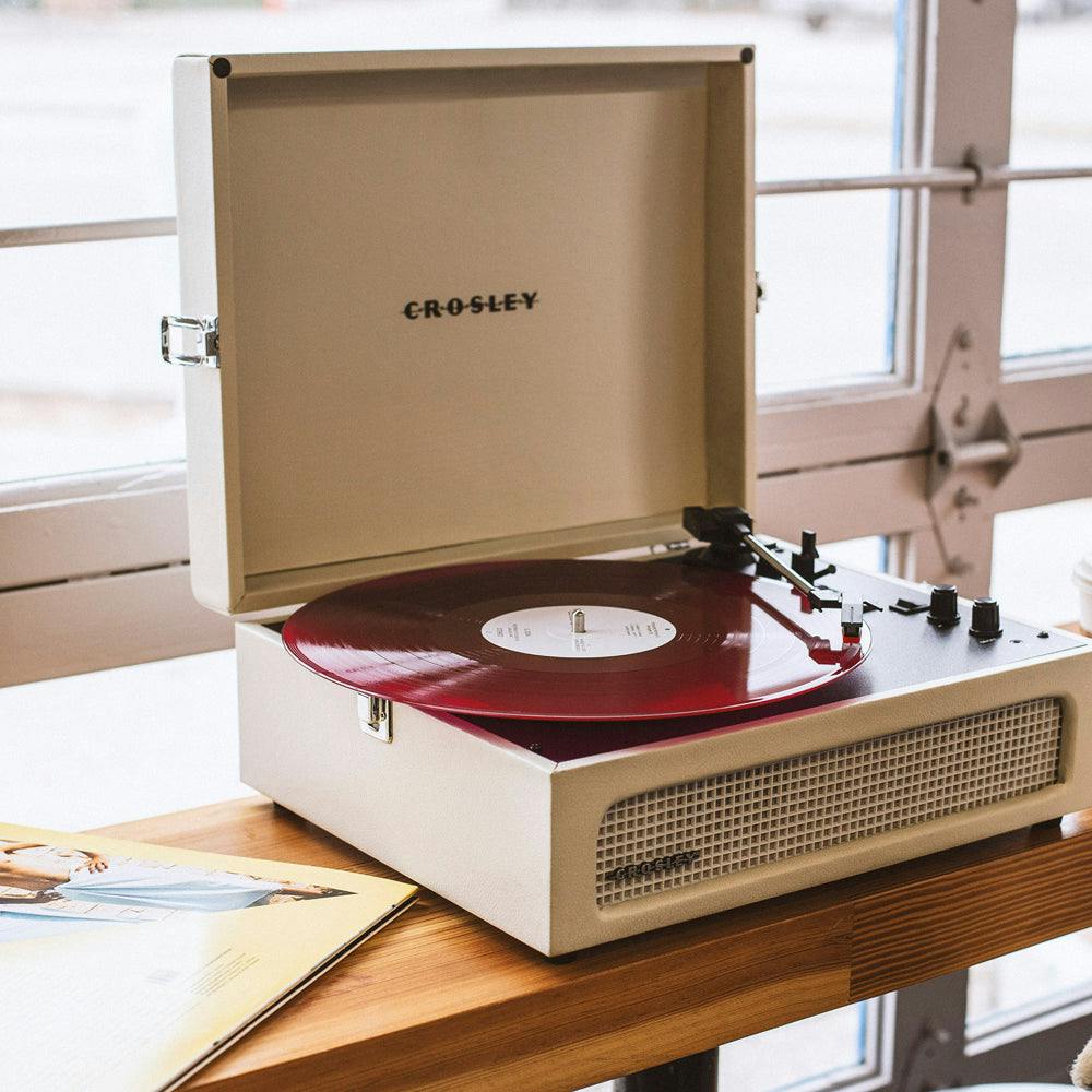 Crosley Voyager Bluetooth Portable Turntable - Dune + Gadhouse Vinyl Rack Bundle - Black