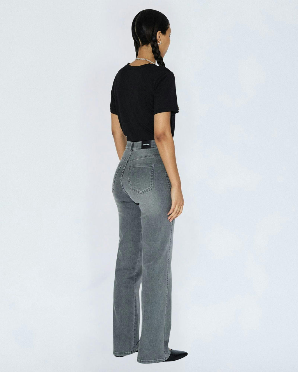 Moxy High Straight Jeans - Washed Light Grey Used