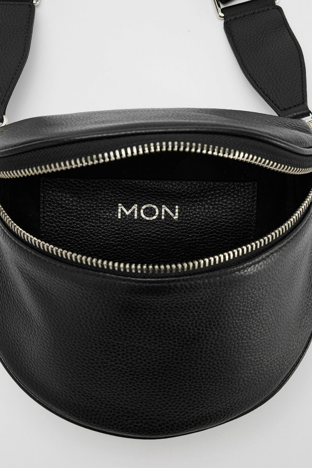 Luxury Leather Bumbag | Black Silver