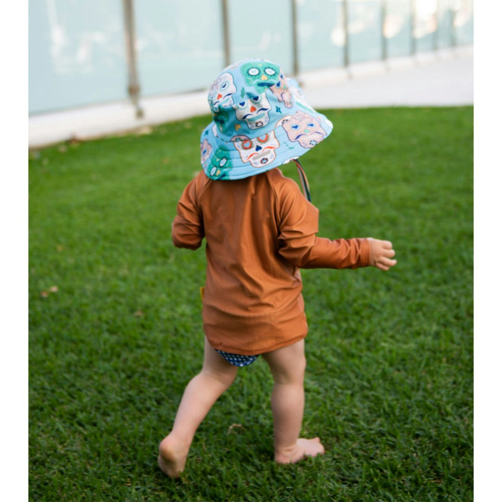 Tyoub Kids Wide Brim Bucket Hat Skulls Serape Stripe