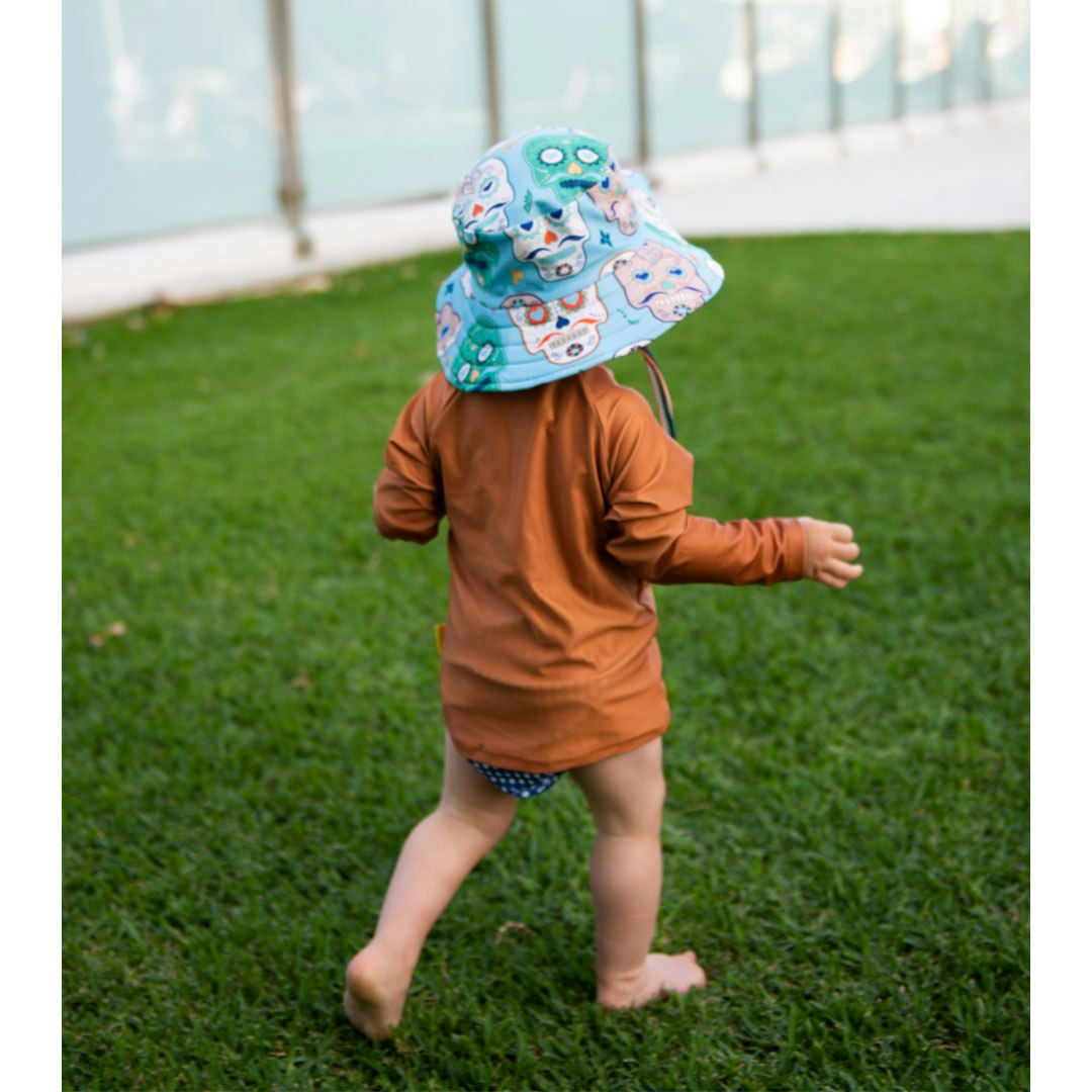 Tyoub Kids Wide Brim Bucket Hat Skulls Serape Stripe