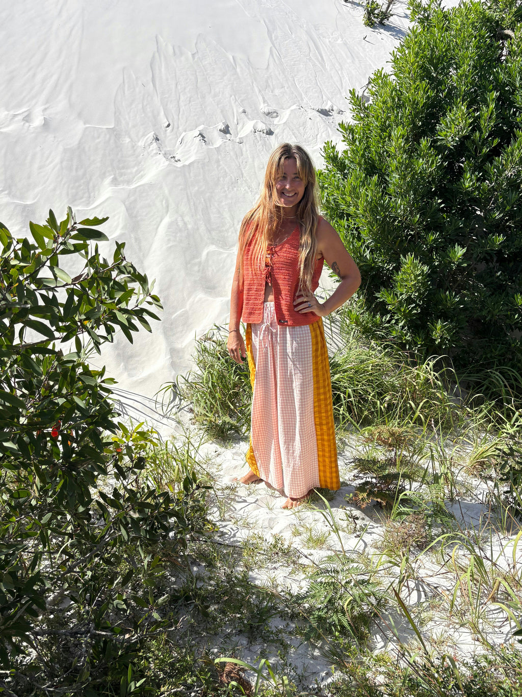 Crochet Tie Vest in Rust