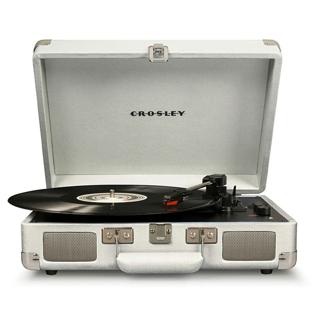 Crosley Cruiser Bluetooth Portable Turntable - White Sands + Gadhouse Vinyl Rack Bundle - Black