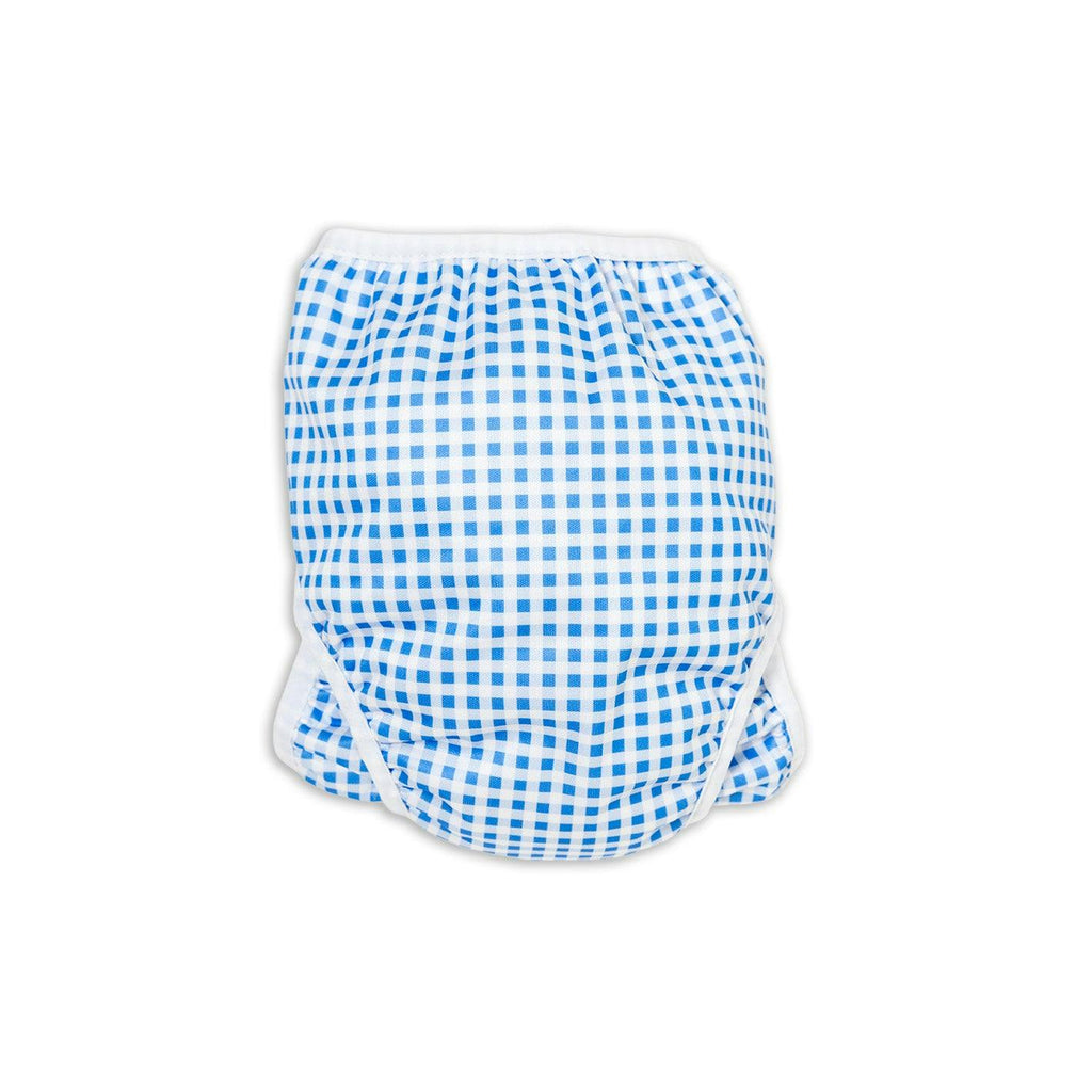 Adjustable Reusable Swim Nappy and Wet Bag - Blue Gingham Check