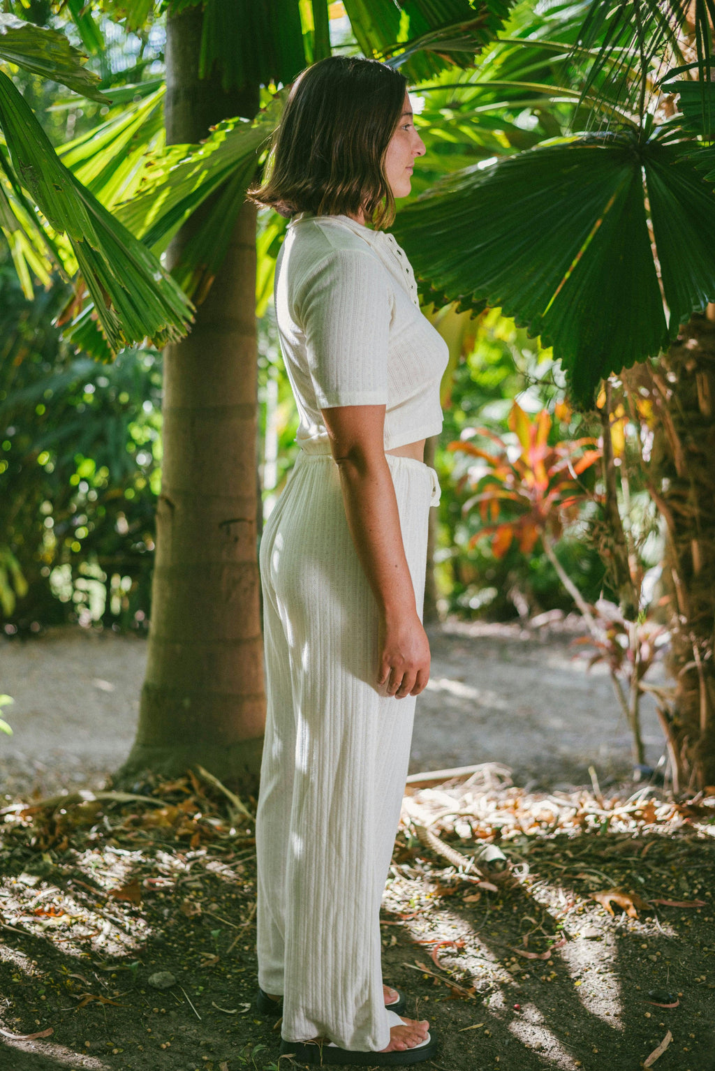 Beach PJ Pant In Cream Pointelle