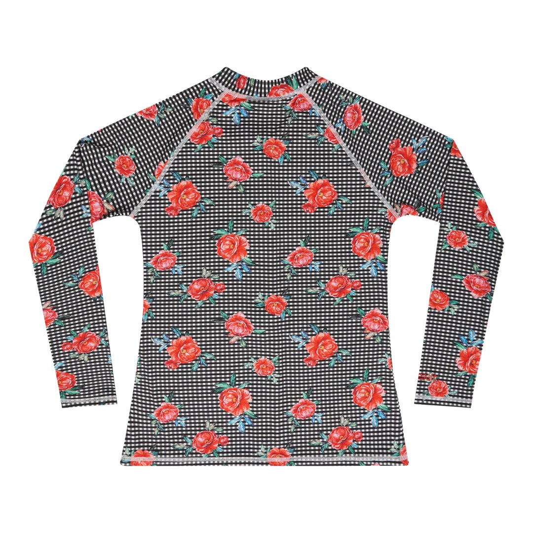 Girls Long Sleeve Rash Top - Vacation Time Print