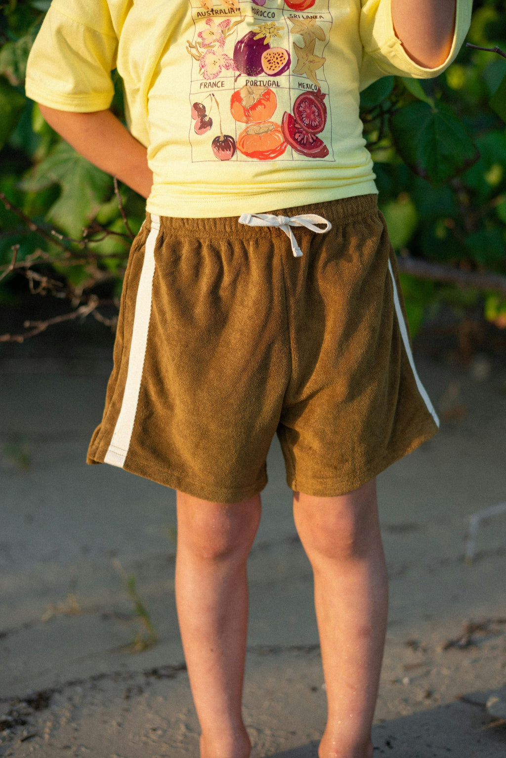 Mini Terry Towelling Shorts in Army Green