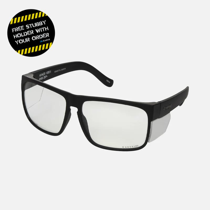 Vendetta - Safety Matt Black Frame - Photochromatic Grey Clear Lens