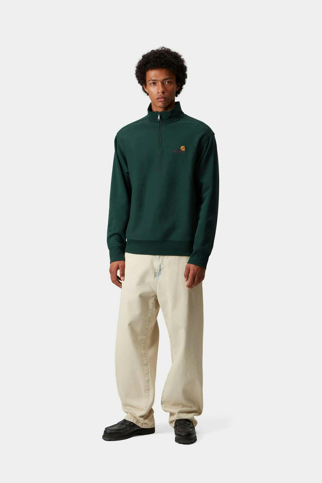 Carhartt WIP Half Zip American Script Sweat in Dark Fir