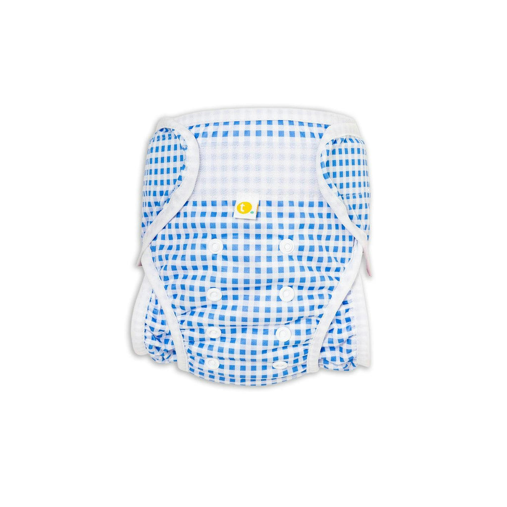 Adjustable Reusable Swim Nappy and Wet Bag - Blue Gingham Check