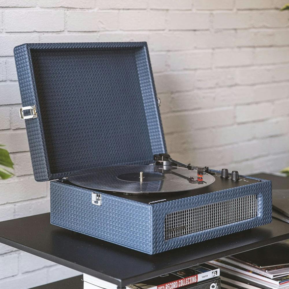 Crosley Voyager Bluetooth Portable Turntable + Crosley Asheville Stand Bundle - Navy