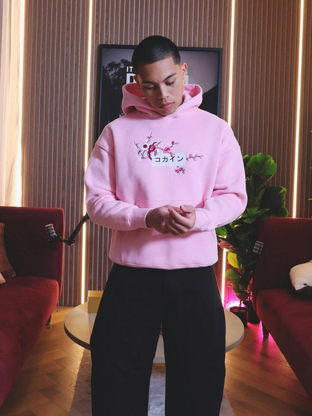 Pink / Red & White Blossom //// Hoodie