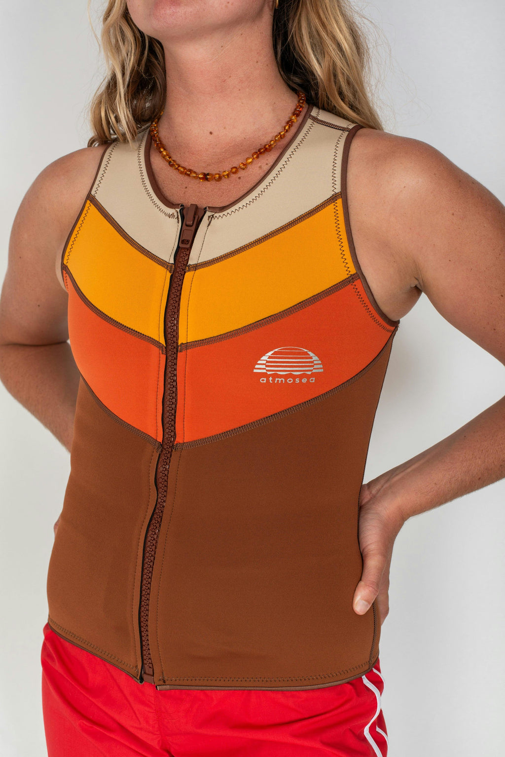 Front Zip Vest in Sunset