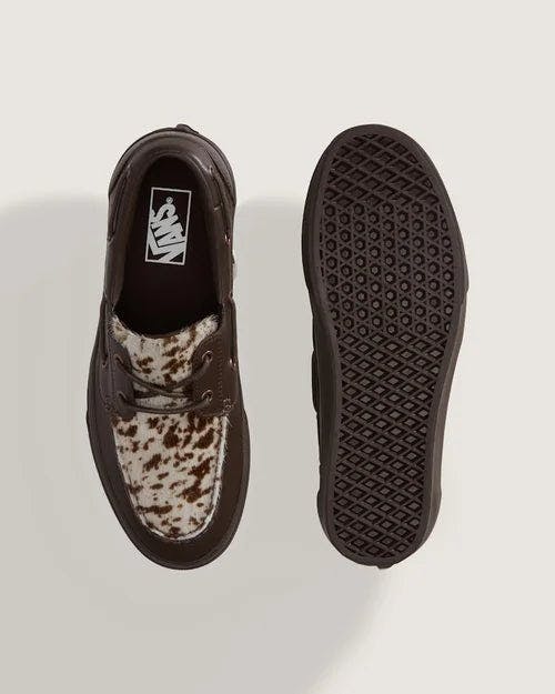 Vans Premium 2-Eyelet Boat Shoe in Pony Hair Dark Brown