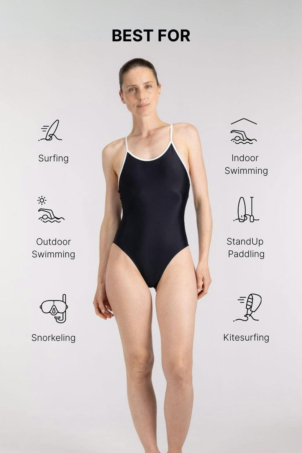 Liberty Racerback Swimsuit High Cut ― Black