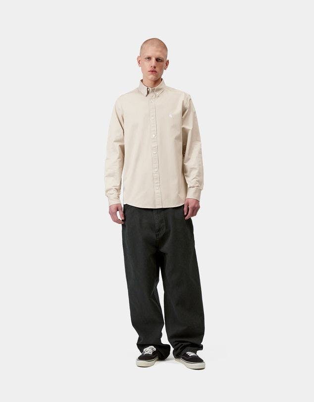 Carhartt WIP Long Sleeve Madison Shirt in Stone / White