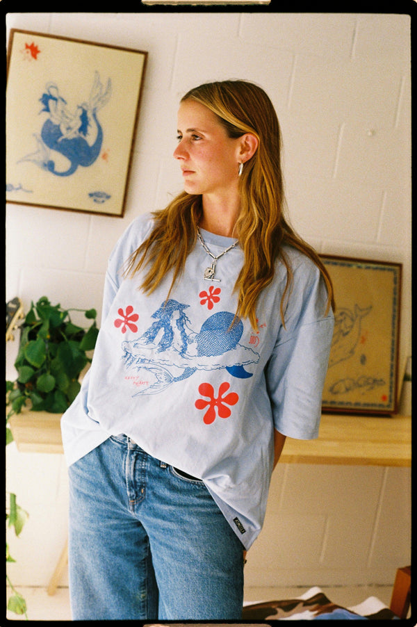 Cloud Surfing by Easty Beasty in Baby Blue - Artist Collaboration Tee image 1
