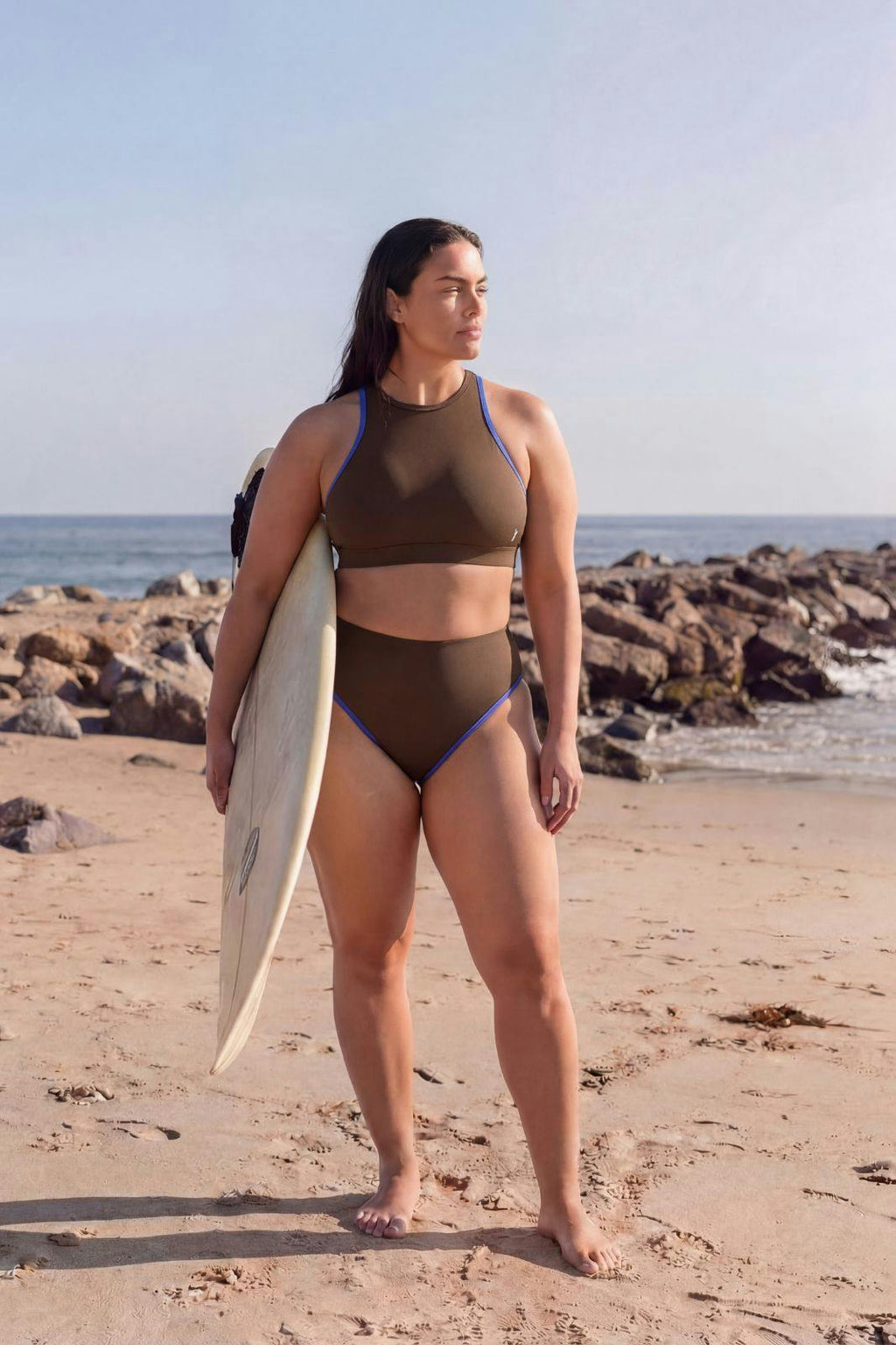 Bikini Top Racerfront Tie ― Coffee / Blue