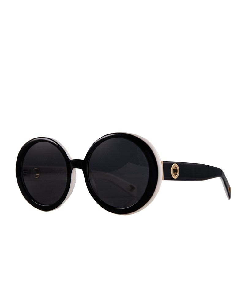 THE ORBIT - Black on White Sunglasses | Grey Polarised Lenses