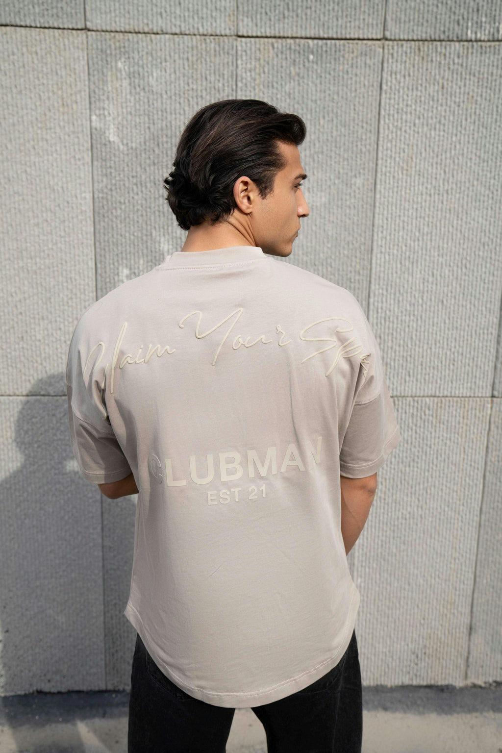 Mens Clubman 'Signature Dash' T-shirt / Mushroom