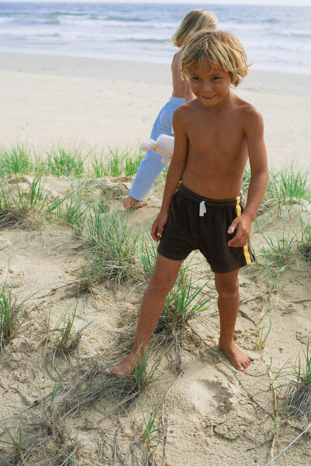 Mini Terry Toweling Shorts in Chocolate Mango