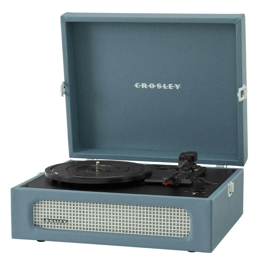 Crosley Voyager Bluetooth Portable Turntable + Crosley Asheville Stand Bundle  - Washed Blue