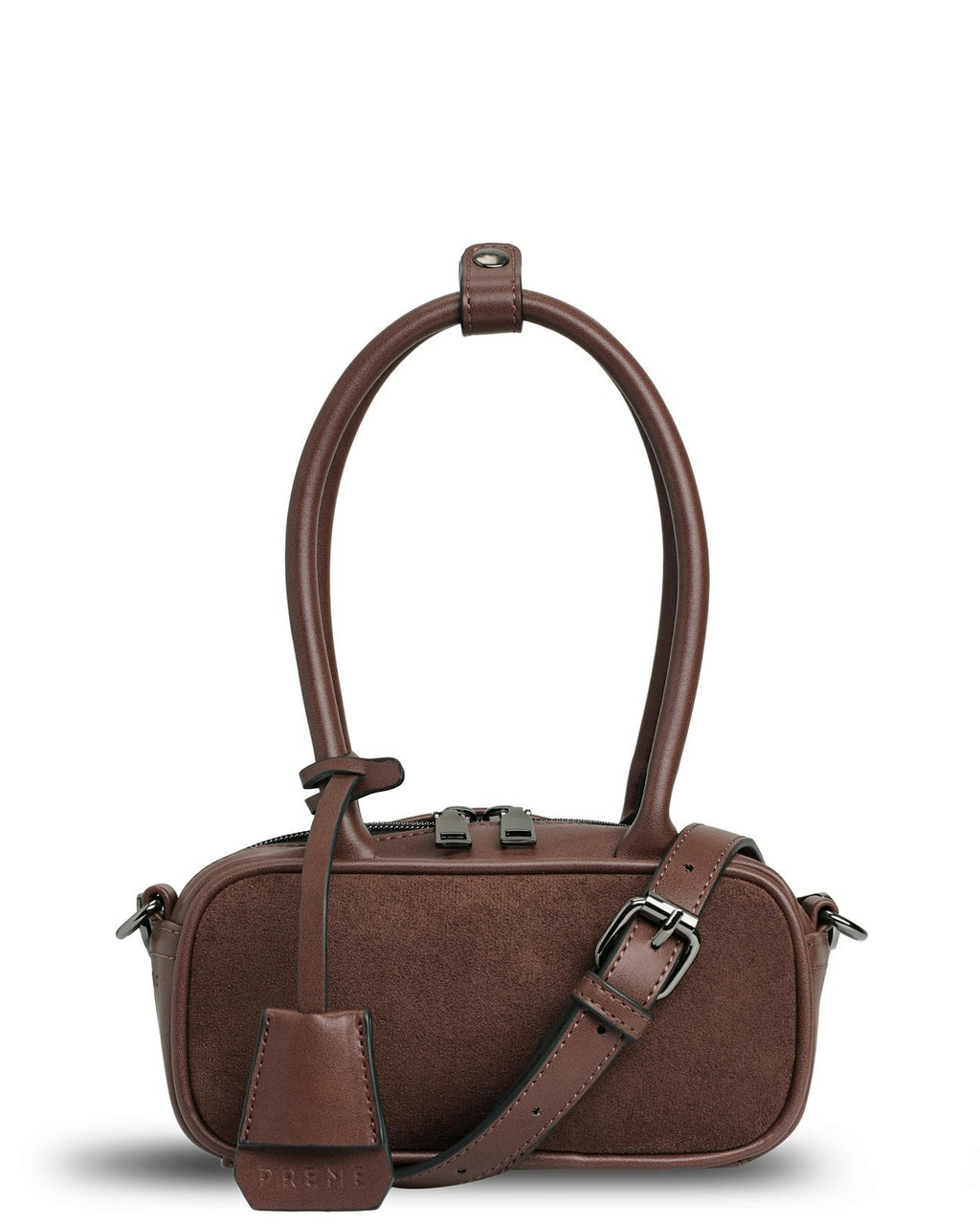Prene | The Hallie Bag (CHOCOLATE SUEDE) Neoprene Mini Crossbody Bag