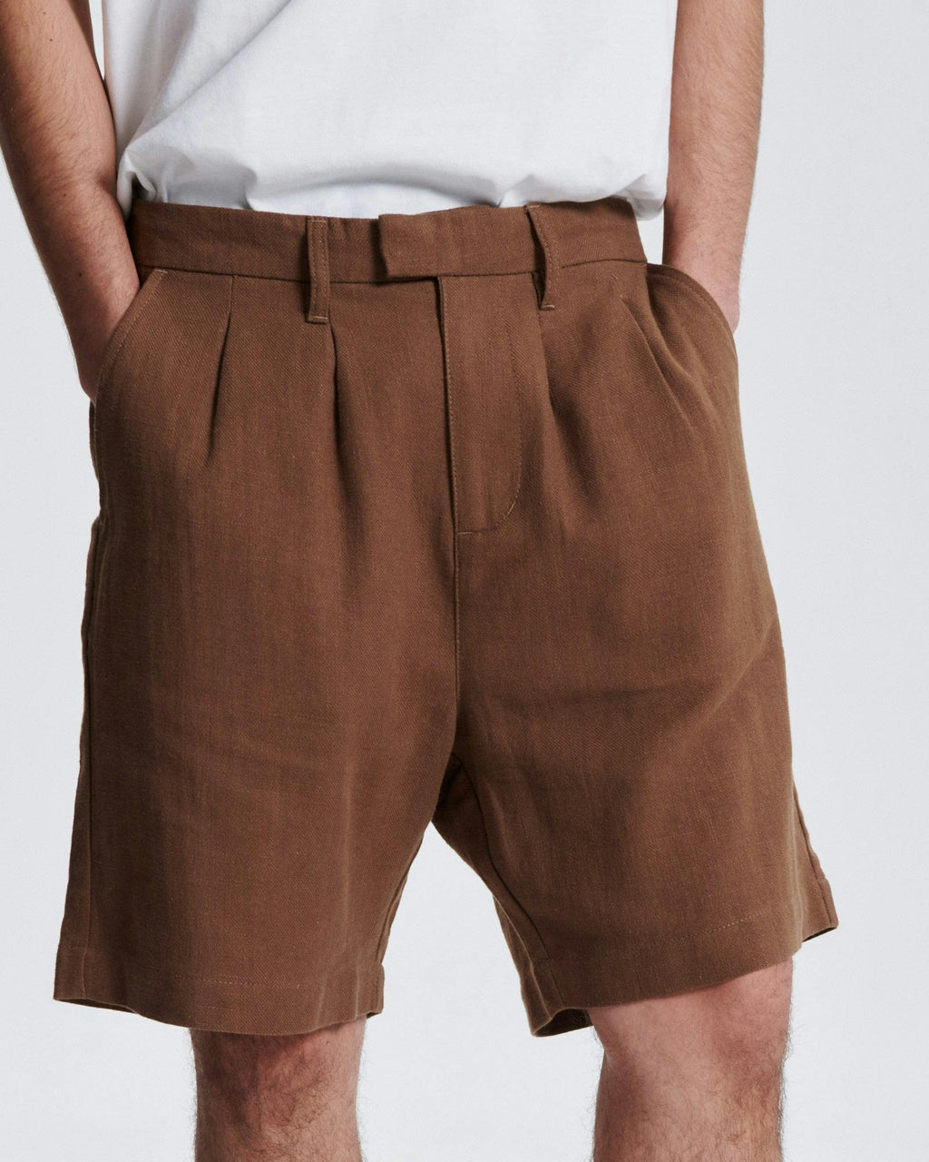 Harro Linen Pleat Short - Tobacco