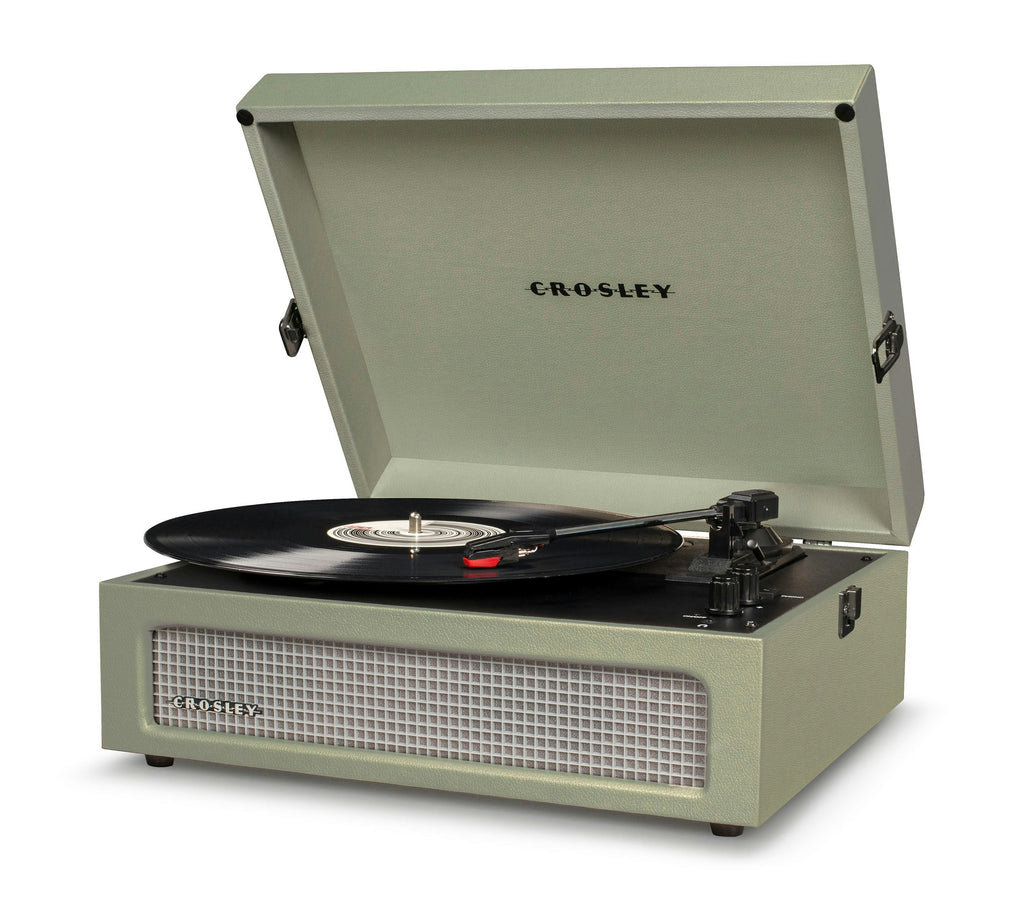 Crosley Voyager Bluetooth Portable Turntable - Sage + Bundled Majority D40X Bluetooth Speakers - Black