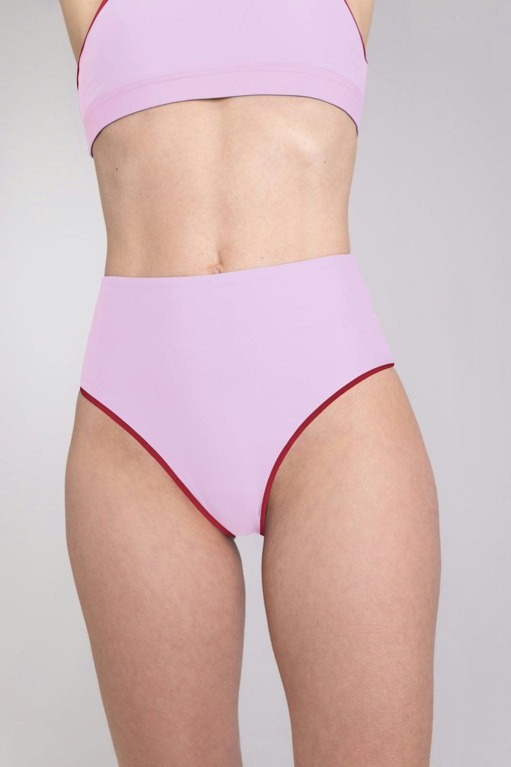 Bikini Bottom High Waist ― Lilac / Red