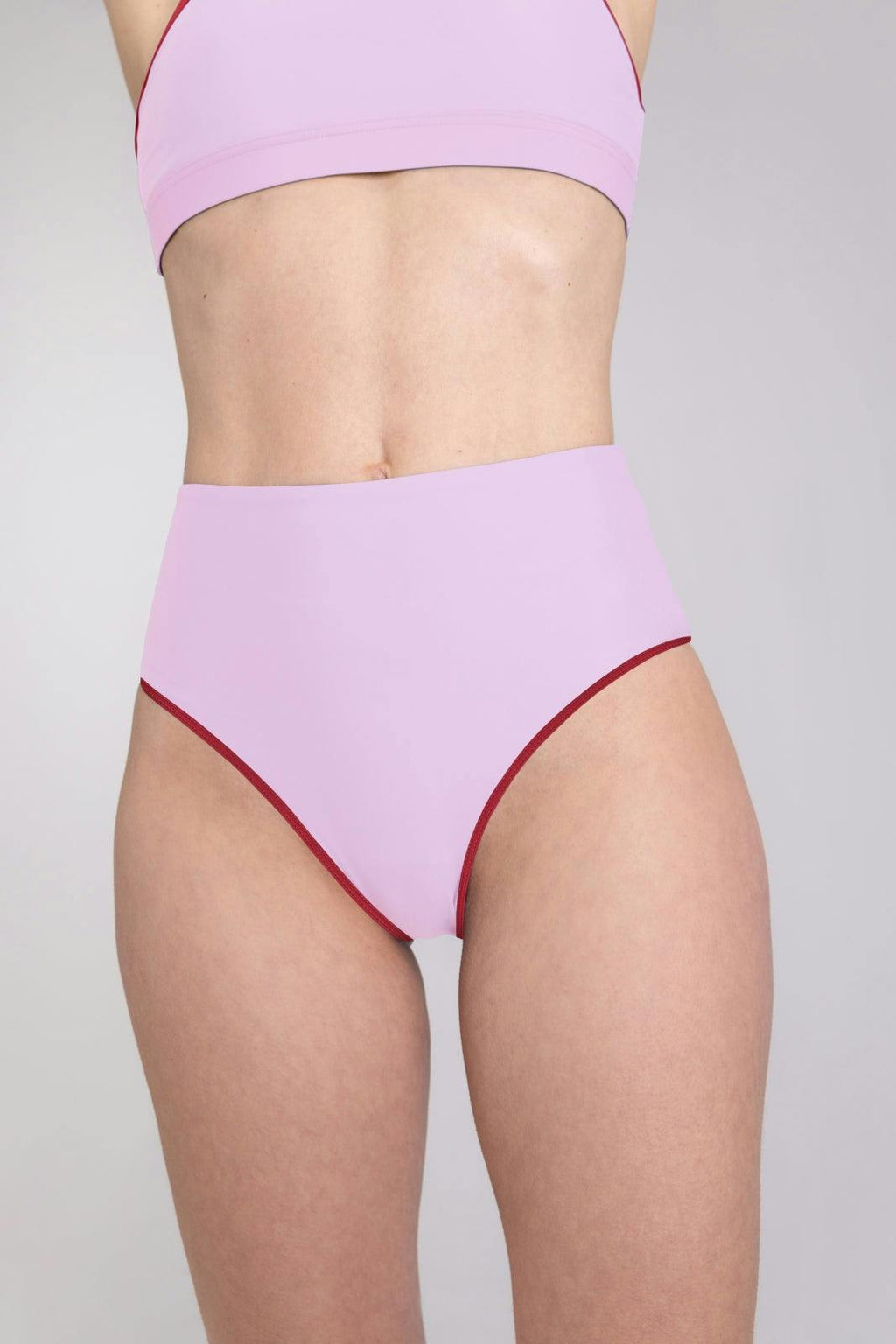 Bikini Bottom High Waist ― Lilac / Red