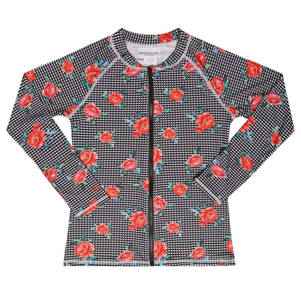 Girls Long Sleeve Rash Top - Vacation Time Print