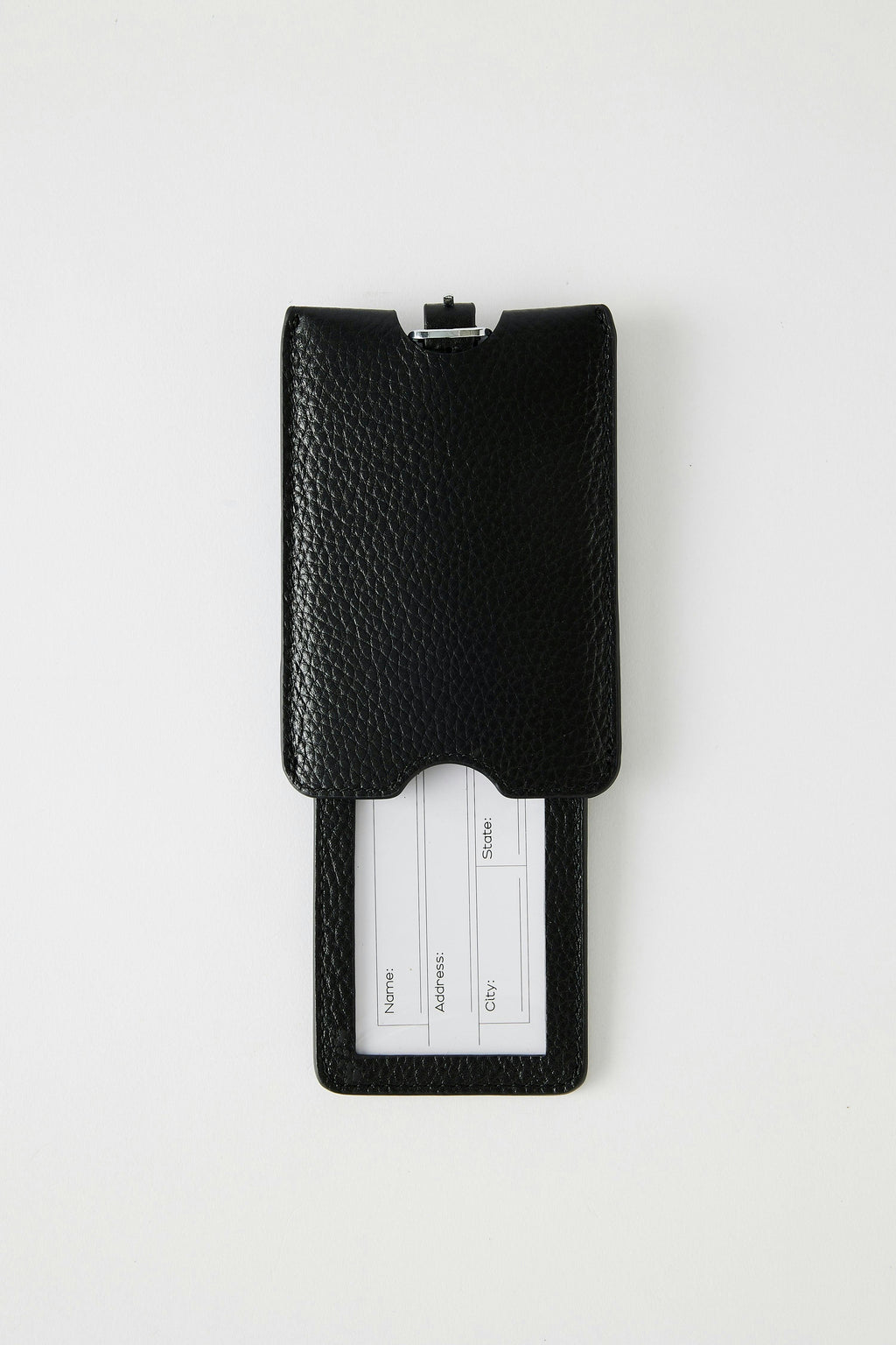 Leather Luggage Tag | Black Silver