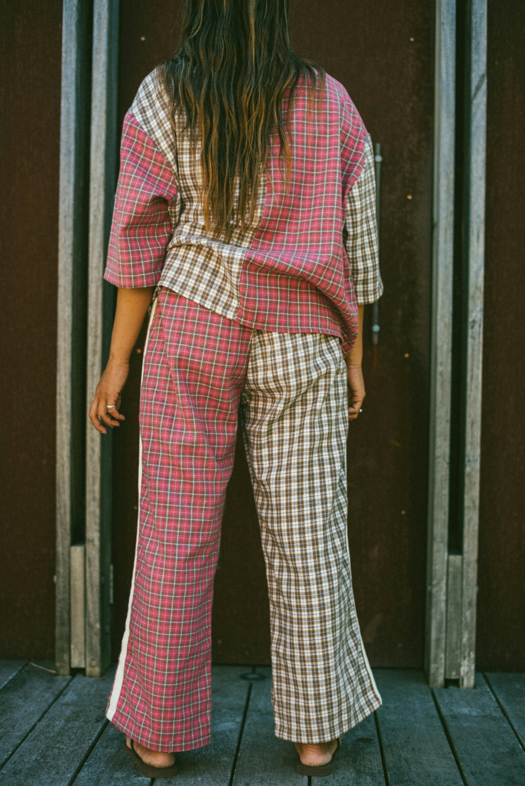 Flannel Flare Pant in Strawberry Milk
