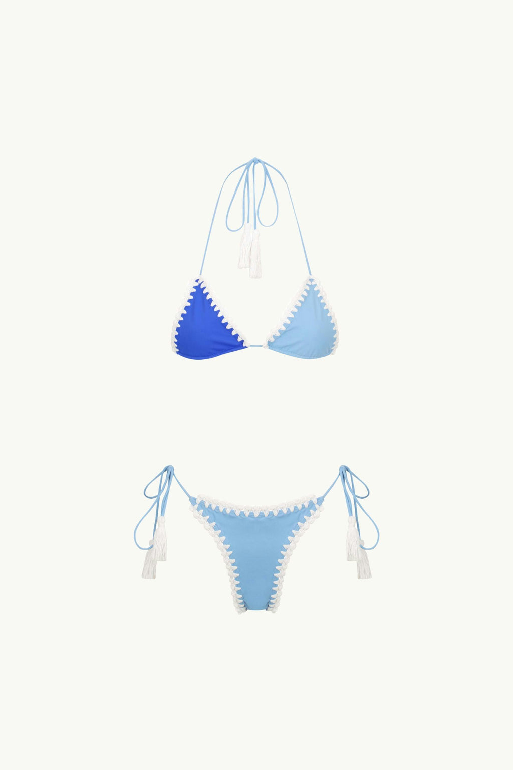 PEACHES CROCHET TRIM KINI TOP - BLUE HUES
