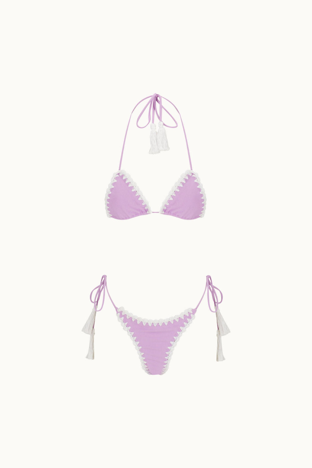 PEACHES CROCHET TRIM KINI TOP - LILAC