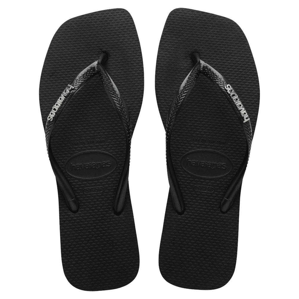 Slim Square Metal Logo Thongs