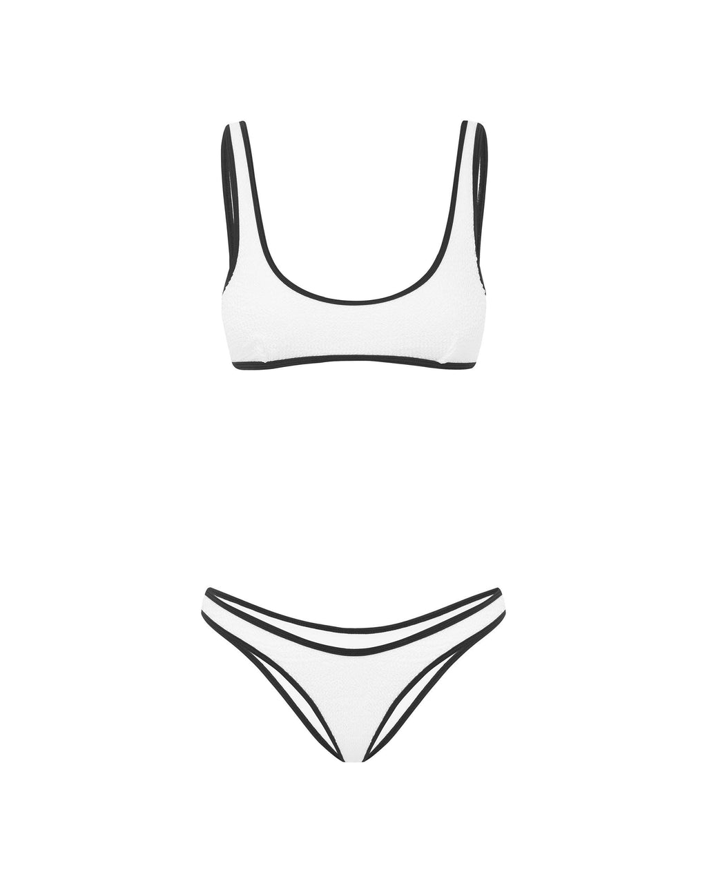 THE 90'S DUO CROP TOP - WHITE/ BLACK CRIMP