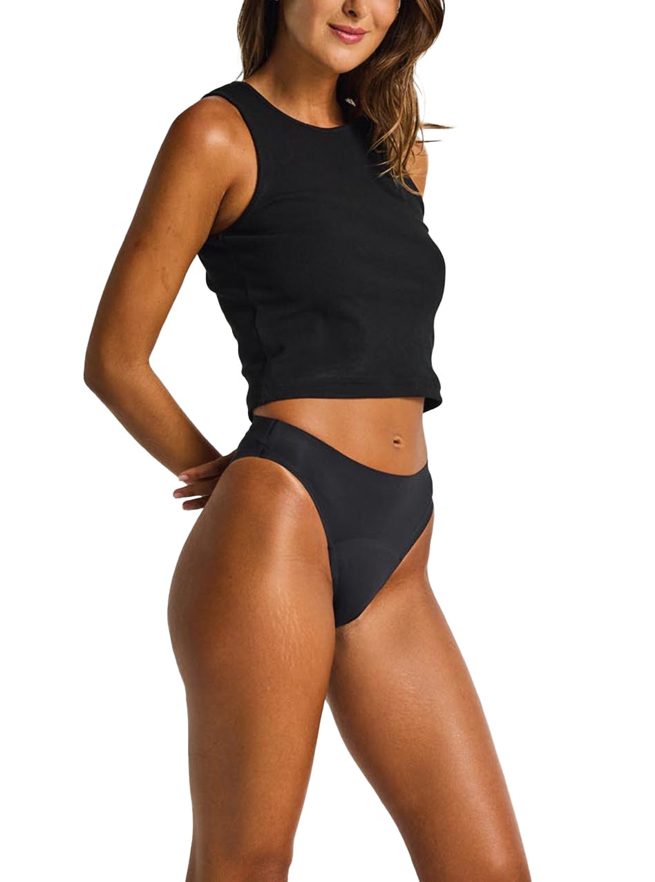 Seamfree Hi-Leg Cheeky Period Brief Moderate Absorbency Black