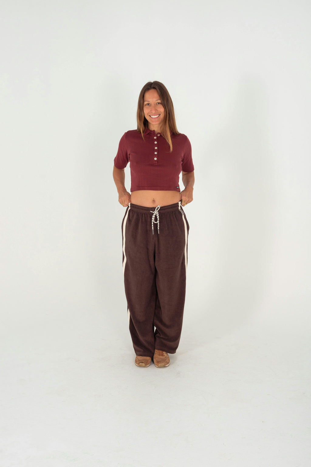 Beach Pj Collar Tee in Burgundy