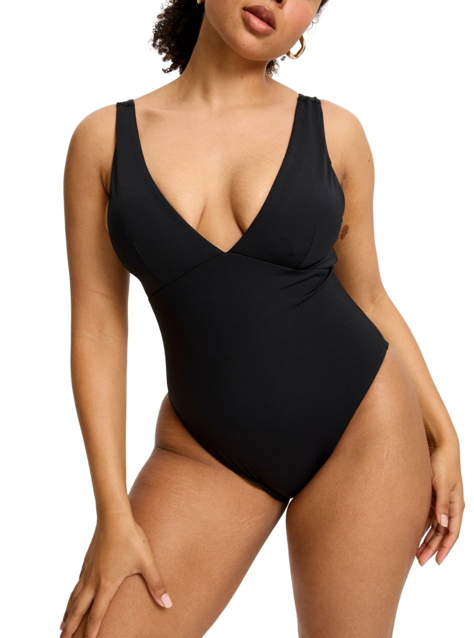 Swimwear V Plunge One Piece Light Absorbency Black