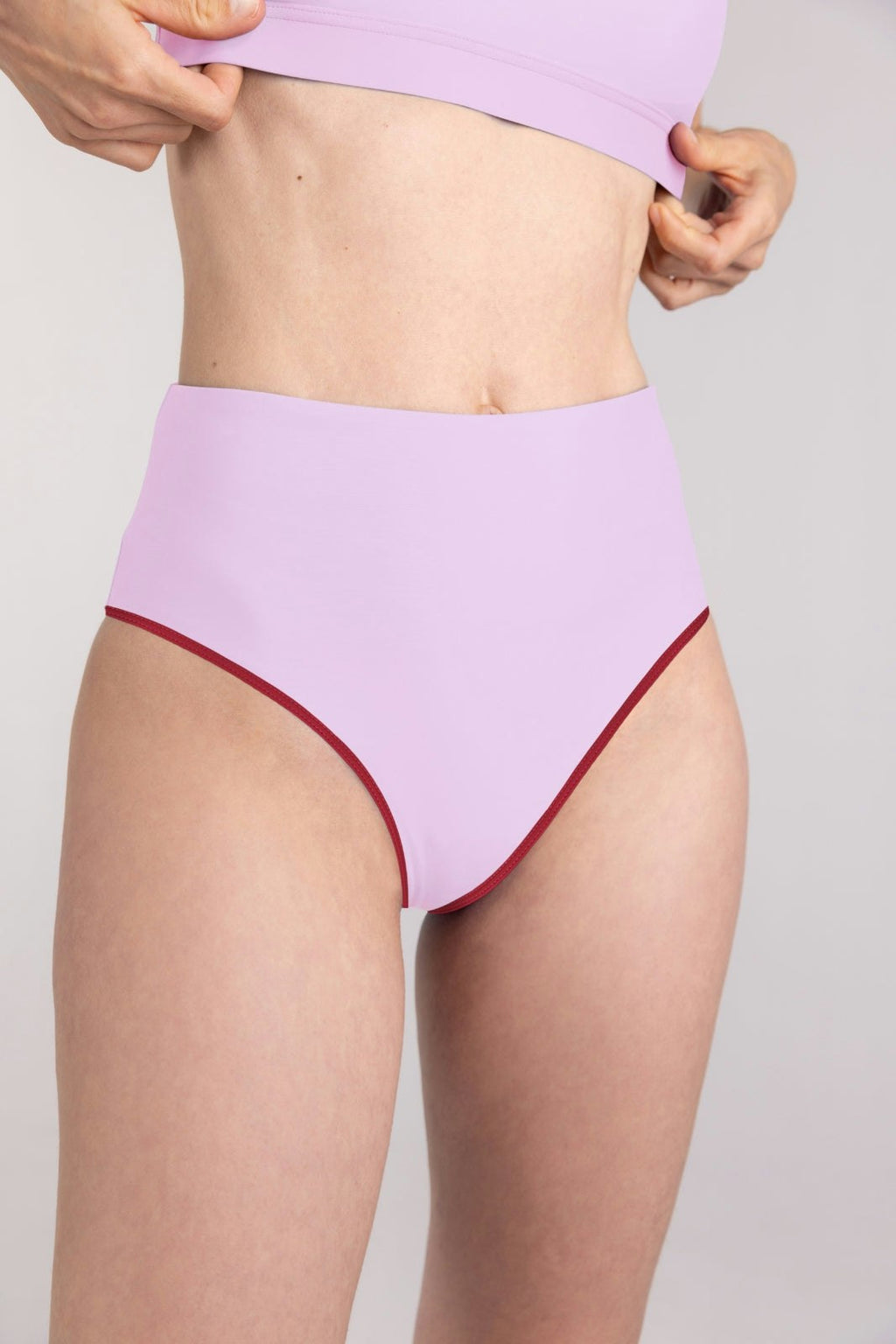 Bikini Bottom High Waist ― Lilac / Red