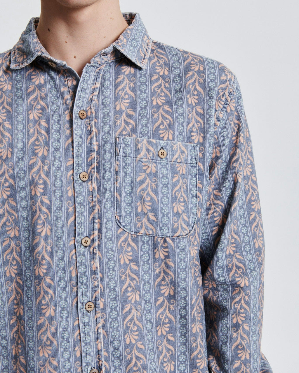 Gravity Printed Corduroy Shirt - Blue