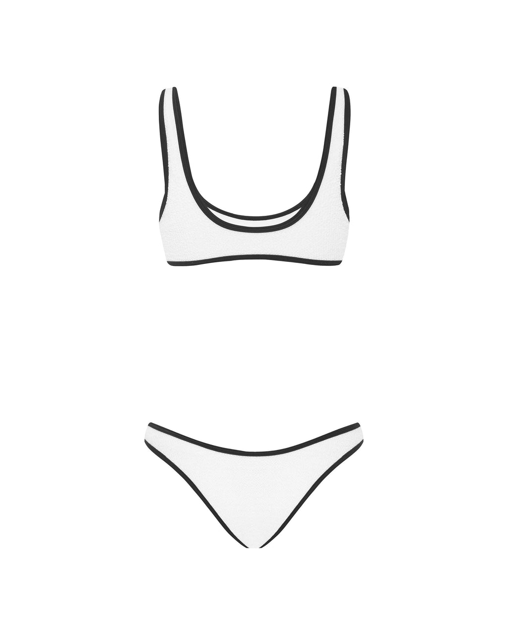 THE 90'S DUO CROP TOP - WHITE/ BLACK CRIMP
